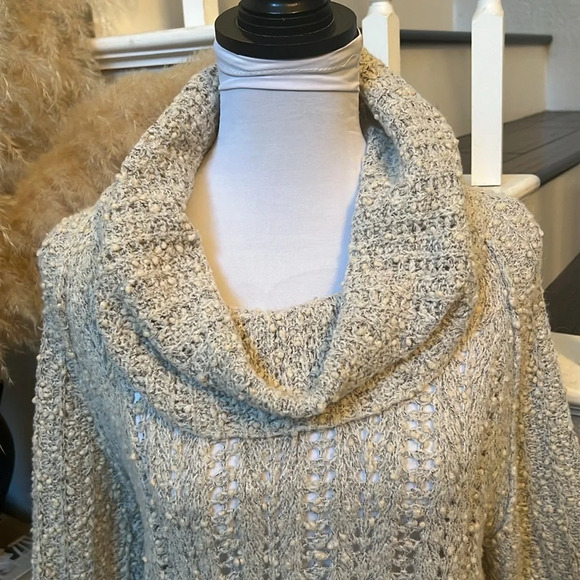 SLEEPING ON SNOW Anthropologie Beige Wool Blend Cowl Neck Sweater Size Small - Picture 2 of 8
